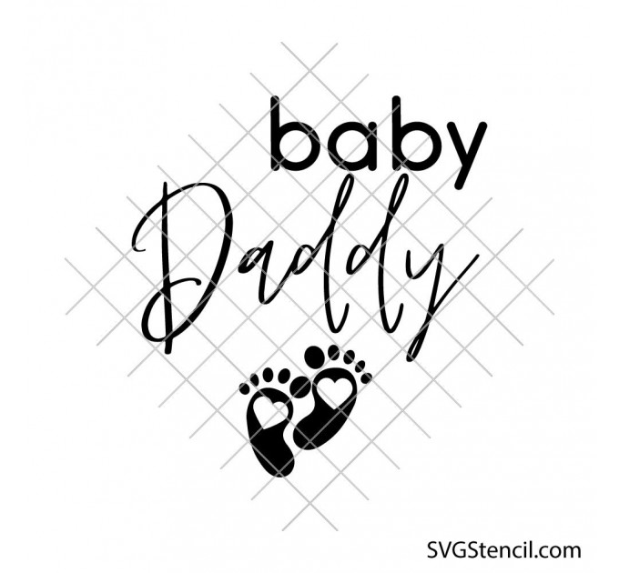 Baby Daddy svg | Newborn footprints with hearts png | Baby announcement digital download