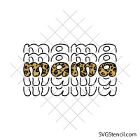 Cheetah print mama svg | Stacked mama shirt design | Retro motherhood cut file