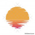 Abstract sunset svg | Summer ocean reflection | Minimalist beach cut file
