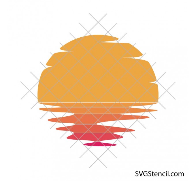 Abstract sunset svg | Summer ocean reflection | Minimalist beach cut file