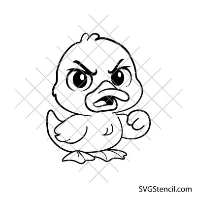 Angry duck svg | Cute grumpy duck cartoon cut file for cricut & silhouette