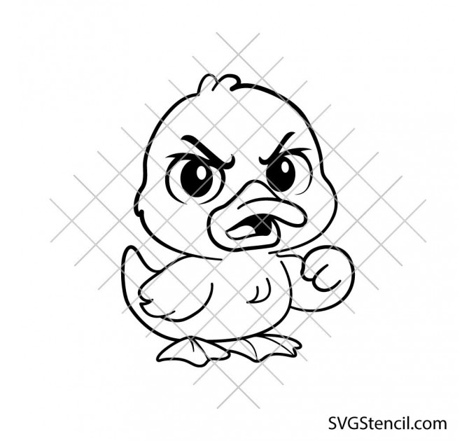 Angry duck svg | Cute grumpy duck cartoon cut file for cricut & silhouette
