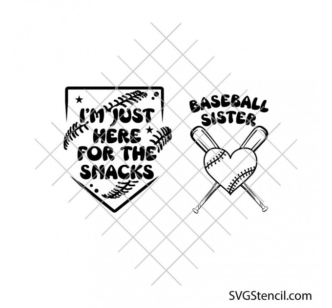Baseball sister svg bundle | Funny snacks quote game day cut file