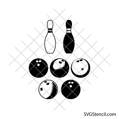 Bowling svg set | Bowling ball and pin svg | Bowling clipart bundle | Sports svg cut file | Cricut silhouette