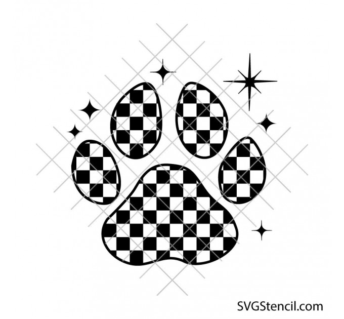 Checkered paw print svg | Dog paw aesthetic | Pet lover cut file for cricut