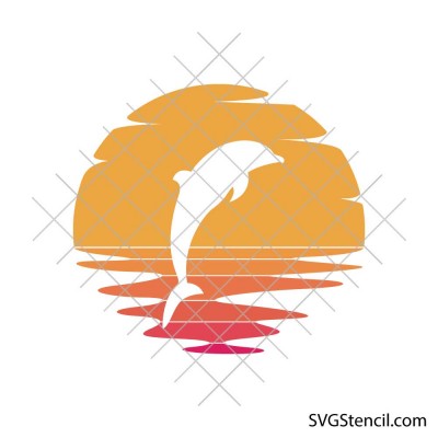 Dolphin sunset svg | Ocean animal silhouette | Retro beach wall art cut file Dolphin sunset svg | Ocean animal silhouette | Retro beach wall art cut file