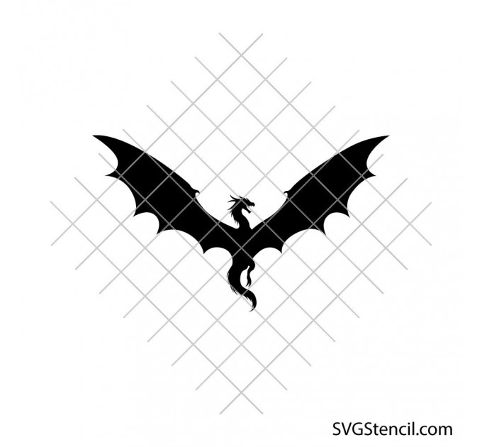 Flying dragon silhouette svg | Fantasy dragon wings cut file
