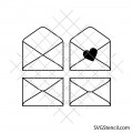 Envelope svg bundle | Love letter outline icons cut file