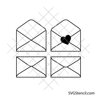 Envelope svg bundle | Love letter outline icons cut file