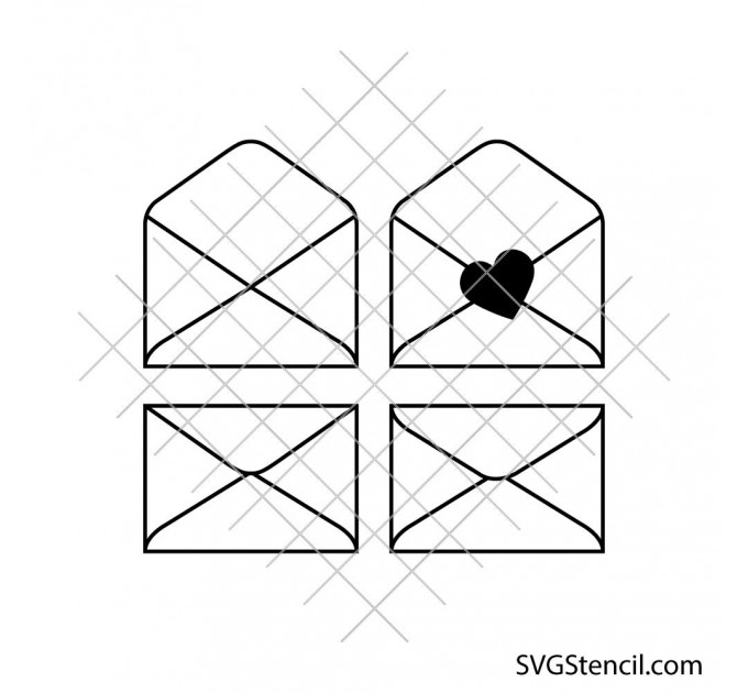 Envelope svg bundle | Love letter outline icons cut file