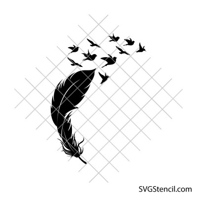 Feather to Birds svg | Freedom feather design | Boho bird silhouette cut file