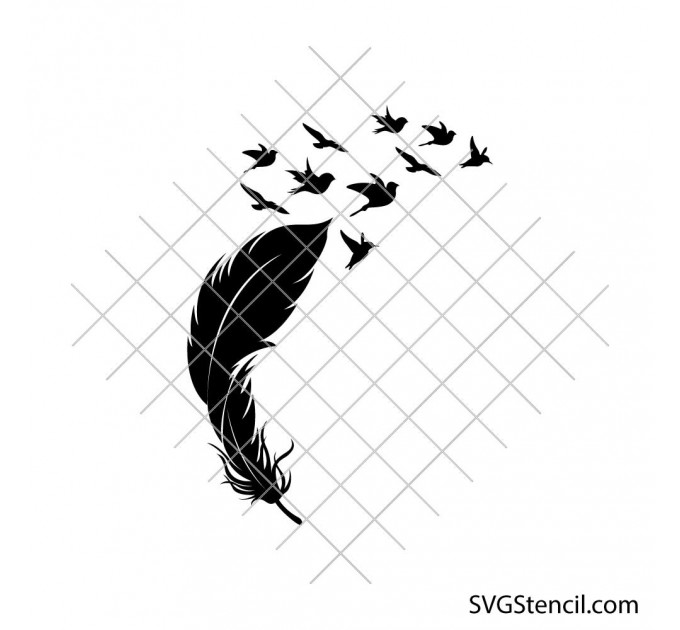 Feather to Birds svg | Freedom feather design | Boho bird silhouette cut file