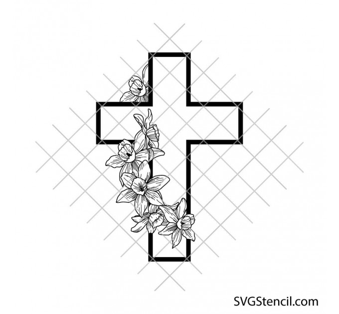 Floral cross svg | Christian cross with flowers svg | Faith cross cut file