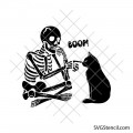 Funny Skeleton and Cat svg | Boop cat svg | Halloween Cat svg