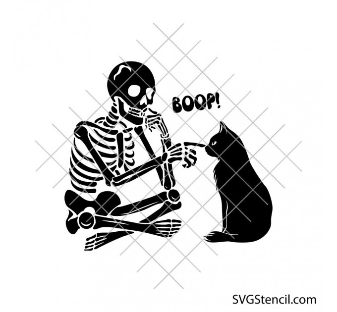 Funny Skeleton and Cat svg | Boop cat svg | Halloween Cat svg