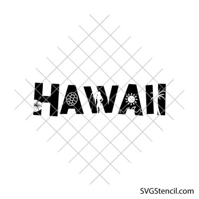 Hawaii svg | Tropical island lettering design | Beach vacation svg | Summer travel cut file | Cricut silhouette