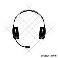 Headset icon svg | Call center headphones | Support operator line art cut file