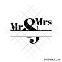 Mr & Mrs split monogram svg | Wedding last name frame | Personalized cut file