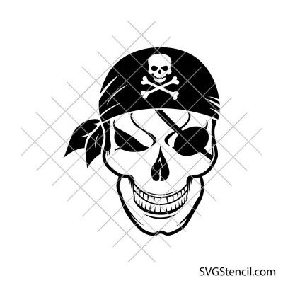 Pirate skull svg | Skull with eye patch svg | Pirate head svg | Halloween skull cut file | Cricut silhouette design Pirate skull svg | Skull with eye patch svg | Pirate head svg | Halloween skull cut file | Cricut silhouette design