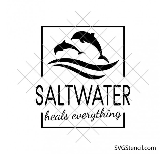 Saltwater Heals Everything svg | Beach quote svg | Ocean lover design