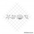 Seashell line art svg bundle | Starfish shell outline | Coastal beach cut file