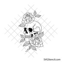 Skull with roses svg | Gothic skull rose svg | Skeleton head floral svg