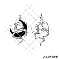 Yin yang snake svg | Coiled serpent line art | Spiritual tattoo cut file