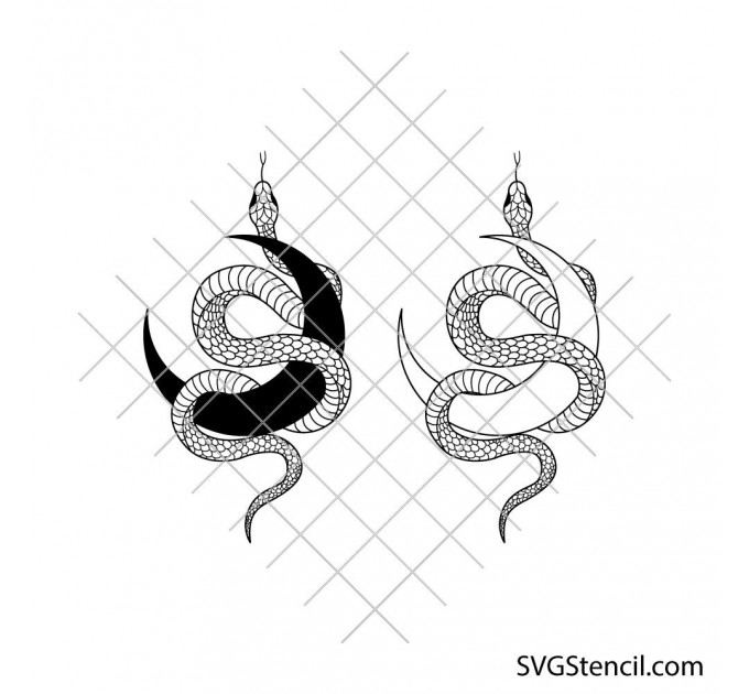 Yin yang snake svg | Coiled serpent line art | Spiritual tattoo cut file