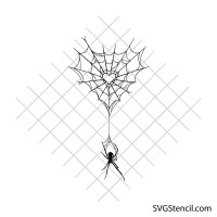 Spider web heart svg | Gothic love silhouette | Halloween line Art cut file