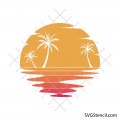 Tropical sunset svg | Palm trees beach silhouette | Summer ocean cut file