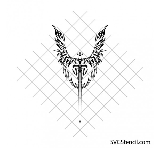 Winged sword svg | Angel wings sword svg | Faith warrior design | Christian sword svg | Cricut cut file