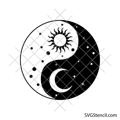 Yin Yang sun moon svg | Balance day night symbol | Celestial cut file