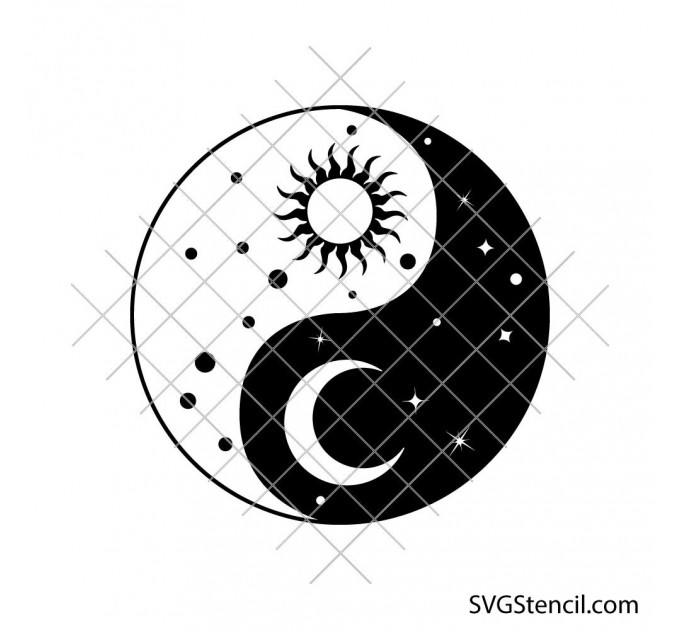 Yin Yang sun moon svg | Balance day night symbol | Celestial cut file