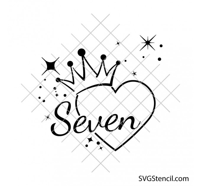 Seven Birthday svg | 7th Birthday girl svg | Birthday crown svg