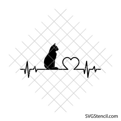 Cat Heartbeat svg | Love cat svg | EKG line svg Cat Heartbeat svg | Love cat svg | EKG line svg
