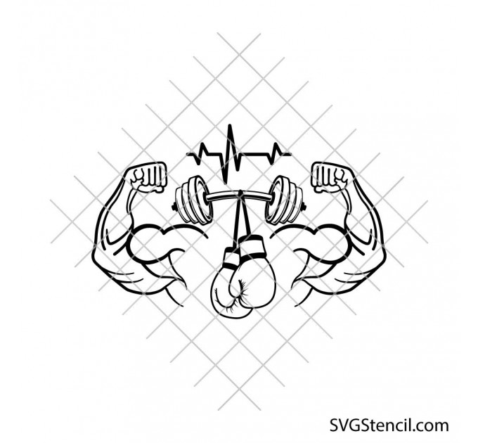 Fitness svg | Heartbeat gym svg | Weightlifting svg