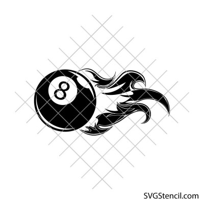 Flaming 8 ball svg | Fire ball svg | Snooker svg