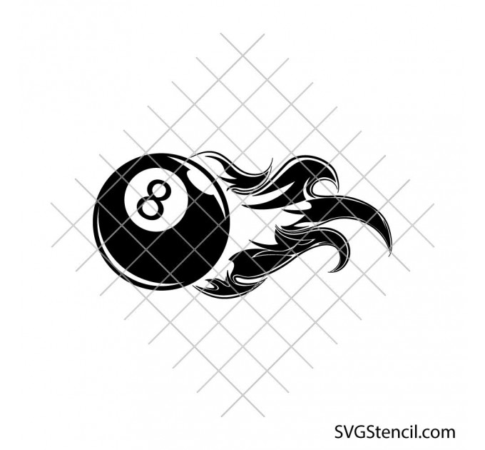 Flaming 8 ball svg | Fire ball svg | Snooker svg
