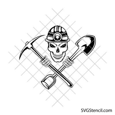 Miner skull svg | Hard hat skull svg | Worker svg