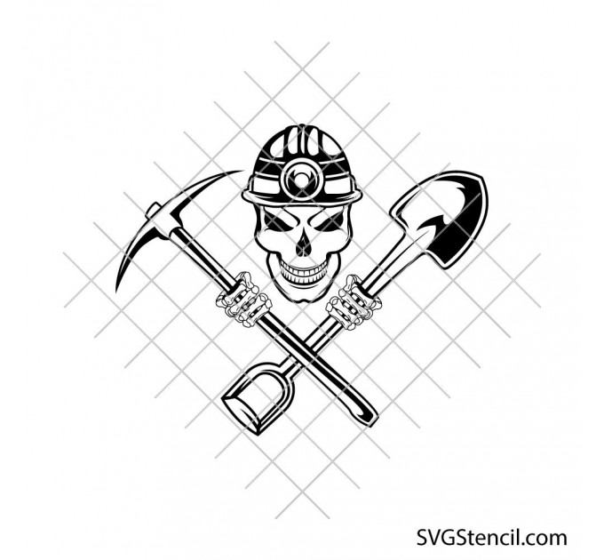 Miner skull svg | Hard hat skull svg | Worker svg