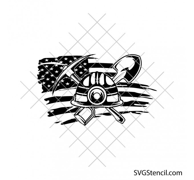 Mining American Flag svg | Patriotic worker svg | Hard hat svg