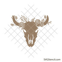 Bull skull with flowers svg | Floral Cow Skull Svg