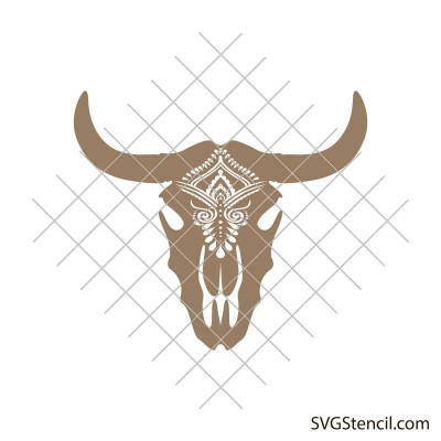 Bohemian bull skull svg | Boho bull head svg