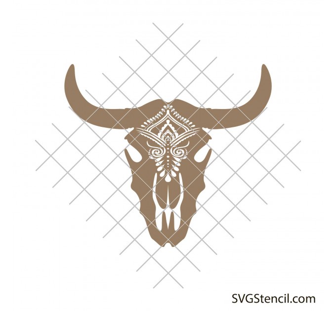 Bohemian bull skull svg | Boho bull head svg
