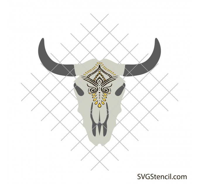 Bohemian bull skull svg | Boho bull head svg
