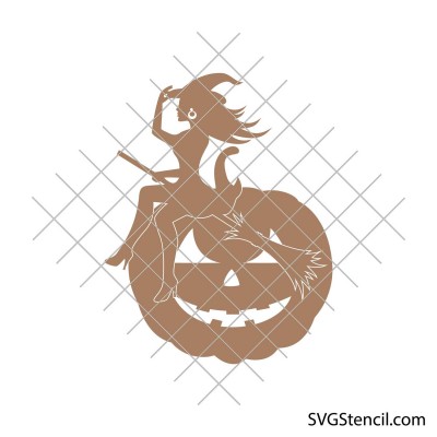 Halloween pumpkin face svg | Cute witch svg