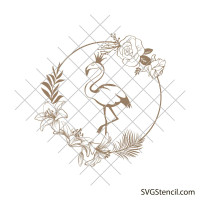 Flamingo frame svg | Flamingo and lilies svg