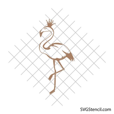 Flamingo with crown svg | Cute flamingo svg