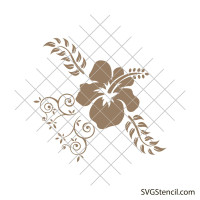 Hibiscus flower svg | Hawaiian leaves svg
