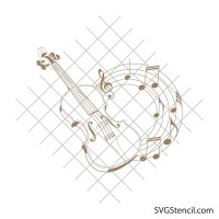Violin with music notes svg | Fun violin svg